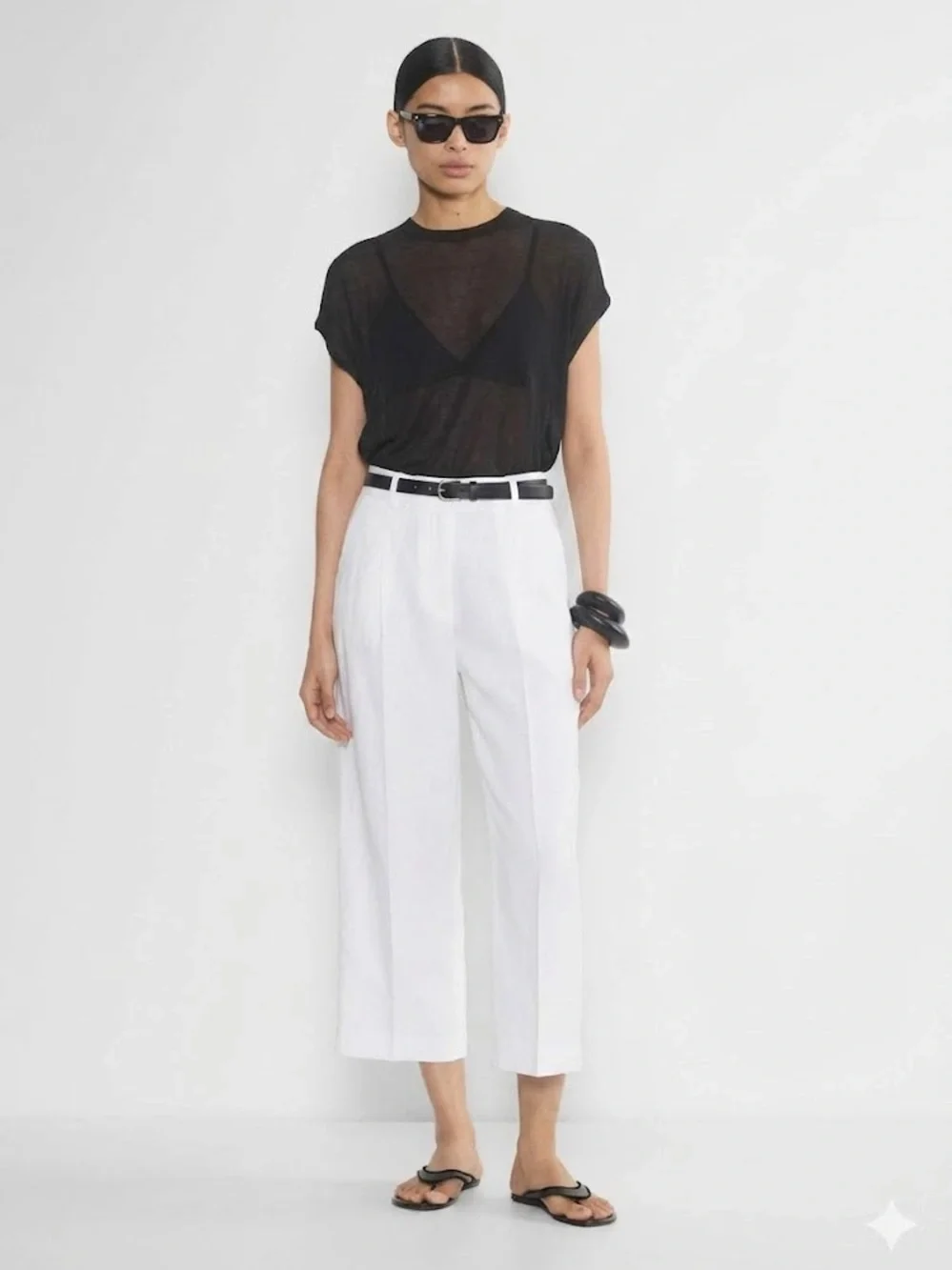 Aritzia Wilfred The Effortless Pant Size 4 White Cruise Linen Wide-Leg Cropped